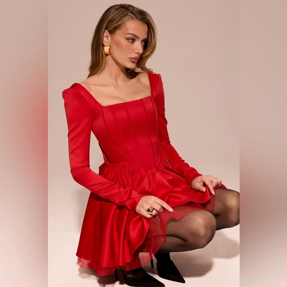 House of CB Red Long Sleeve Dress - Picture 5 of 11